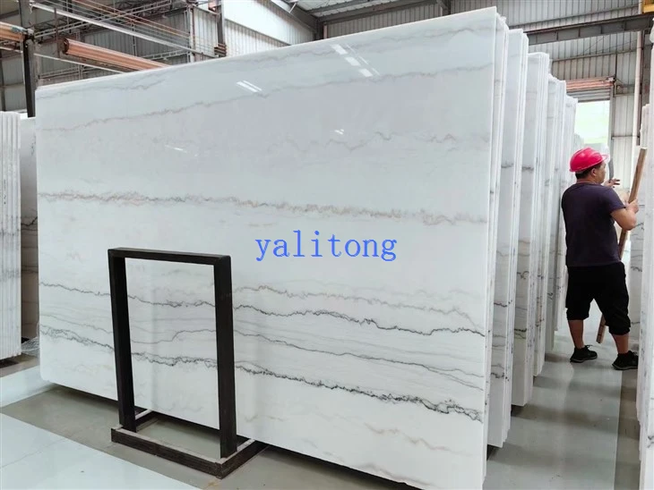 White marble floor tiles