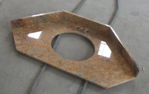 Гранит желтый золото Мадура ванной углу столешницей