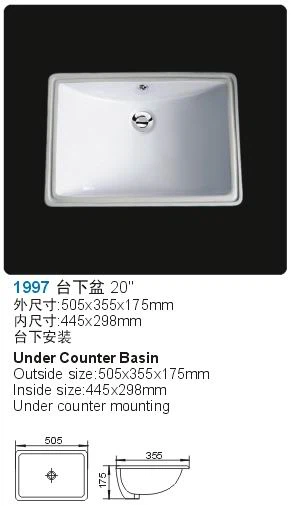 Подземный керамический квадратный раковина (YLT- # 1997)