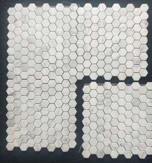 Каррарская белая шестиугольная мраморная мозаика