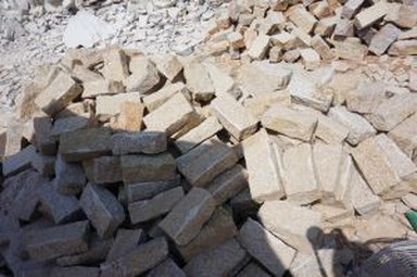 Желтый Гранитный Кубический Каменный Брусчатка