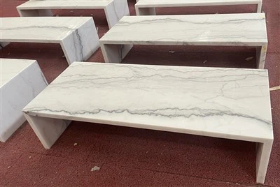 Сборка журнального столика из белого мрамора в Китае